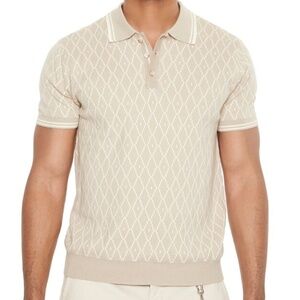Sweater-Knit Lattice Polo Shirt